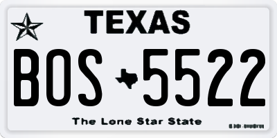 TX license plate BOS5522