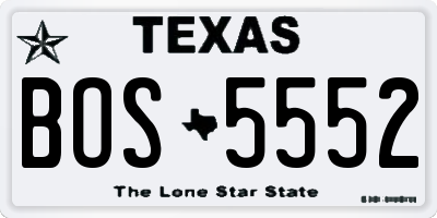TX license plate BOS5552
