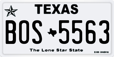 TX license plate BOS5563