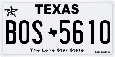 TX license plate BOS5610