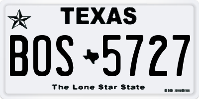 TX license plate BOS5727