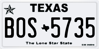 TX license plate BOS5735