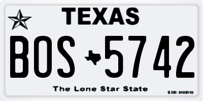 TX license plate BOS5742