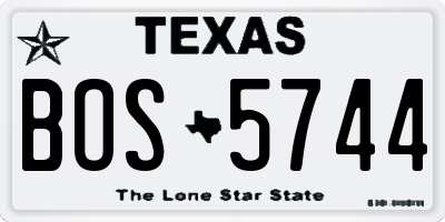 TX license plate BOS5744