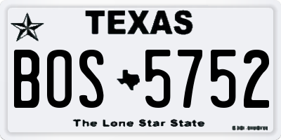 TX license plate BOS5752
