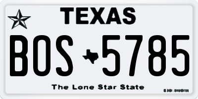 TX license plate BOS5785