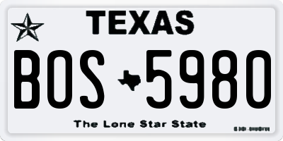 TX license plate BOS5980