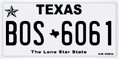 TX license plate BOS6061