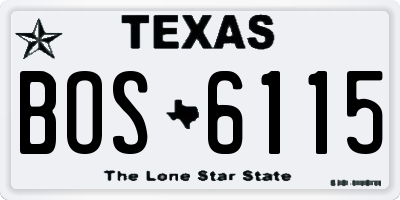 TX license plate BOS6115