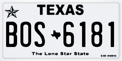 TX license plate BOS6181