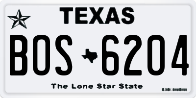 TX license plate BOS6204