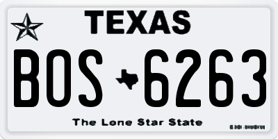 TX license plate BOS6263