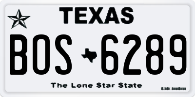TX license plate BOS6289