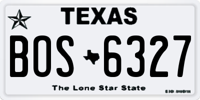 TX license plate BOS6327