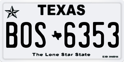 TX license plate BOS6353