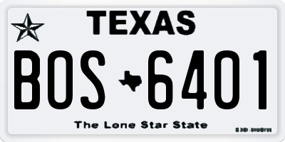 TX license plate BOS6401
