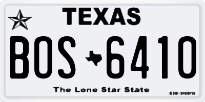TX license plate BOS6410
