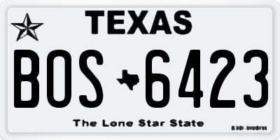TX license plate BOS6423