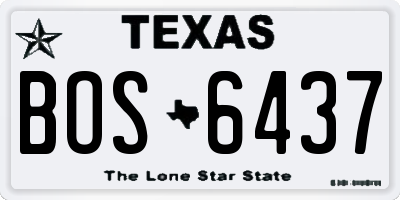 TX license plate BOS6437