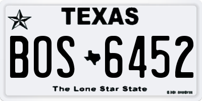 TX license plate BOS6452