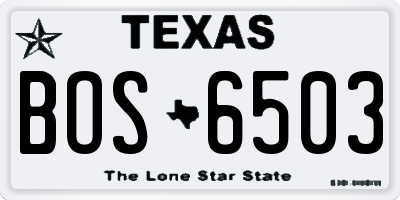 TX license plate BOS6503