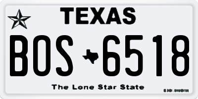TX license plate BOS6518