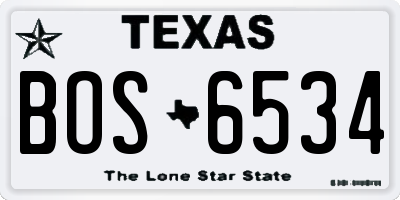 TX license plate BOS6534