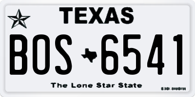 TX license plate BOS6541