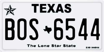TX license plate BOS6544