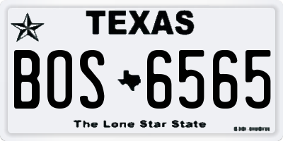 TX license plate BOS6565