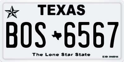 TX license plate BOS6567