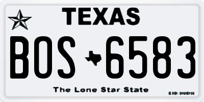 TX license plate BOS6583