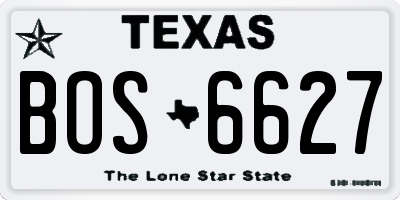 TX license plate BOS6627