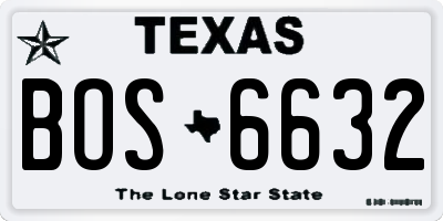 TX license plate BOS6632
