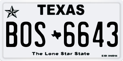 TX license plate BOS6643