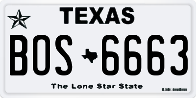 TX license plate BOS6663