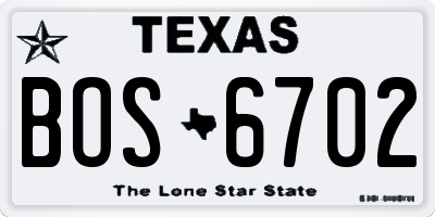 TX license plate BOS6702
