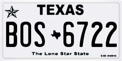 TX license plate BOS6722