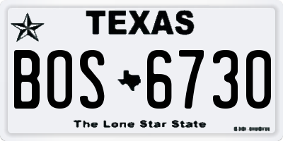 TX license plate BOS6730