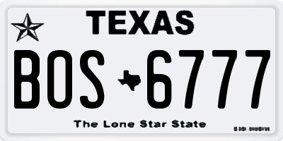 TX license plate BOS6777