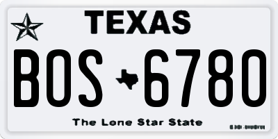 TX license plate BOS6780