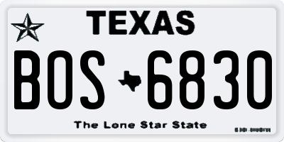 TX license plate BOS6830