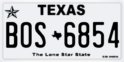 TX license plate BOS6854