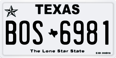 TX license plate BOS6981