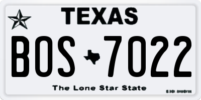 TX license plate BOS7022