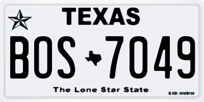 TX license plate BOS7049