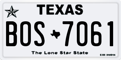 TX license plate BOS7061
