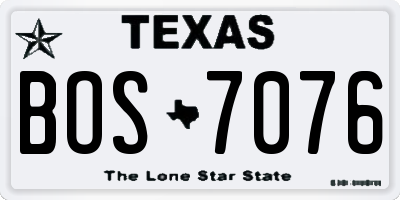 TX license plate BOS7076