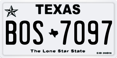 TX license plate BOS7097
