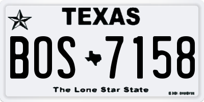 TX license plate BOS7158